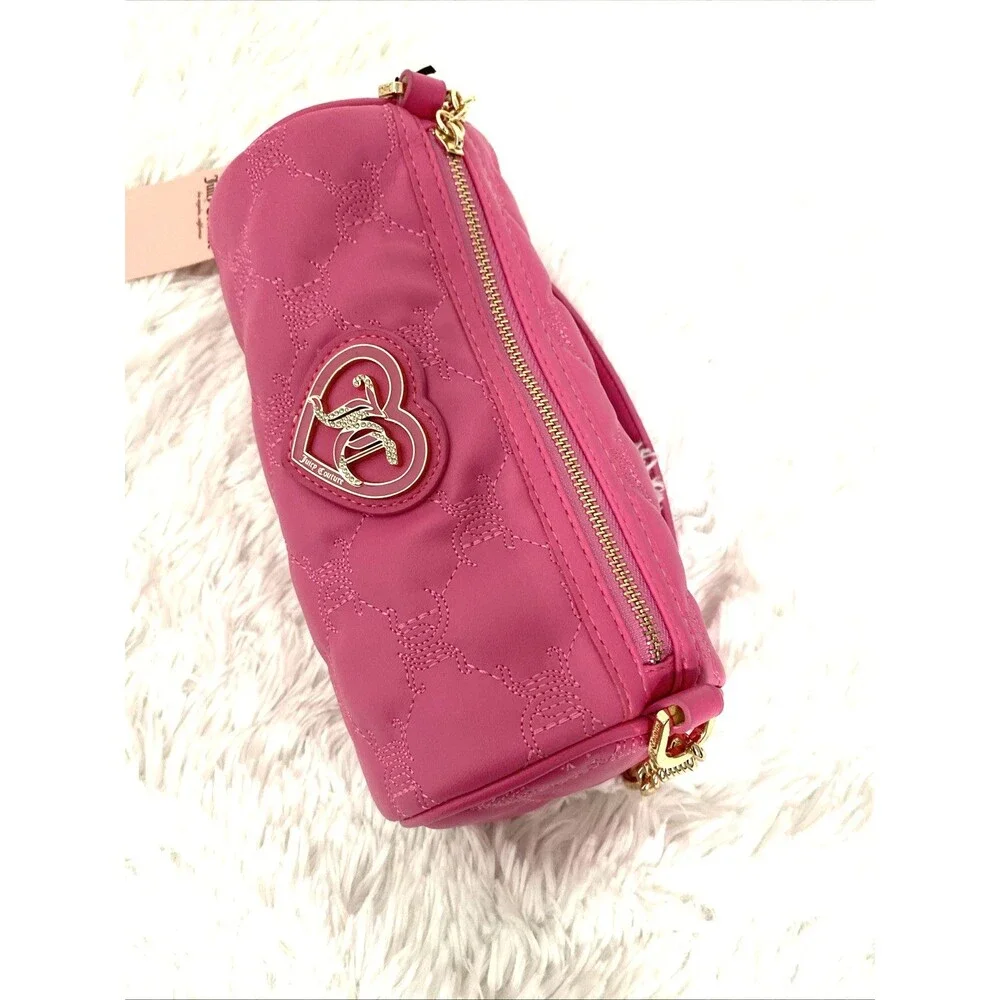 Juicy Couture Bag Pink Rhinestone Logo Barrel Shoulder Bag Handbag Purse